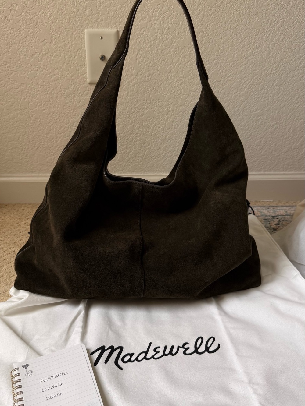 Madewell Slouchy Large Green Suede Hobo Leather Tote - Picture 6 of 9